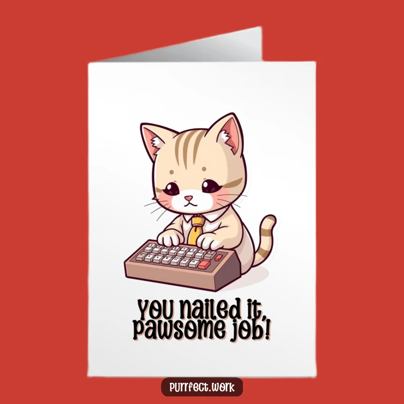 Free Printable Congrats Card: Cat Typist Success - Funny Download Gift