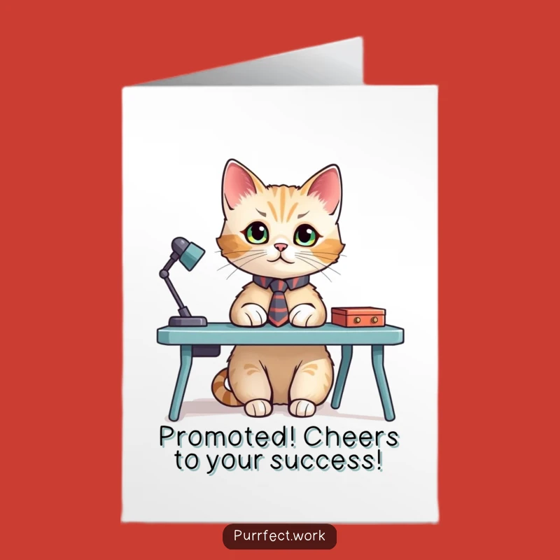 Free Printable Congrats Card: Dapper Cat Earns Promotion - Funny Downloadable Office Win!