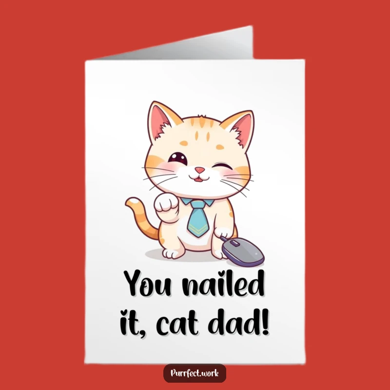 Free Printable Congrats Card: Dapper Cat Tie Joy, Hilarious Mouse Cursor Celebration Download
