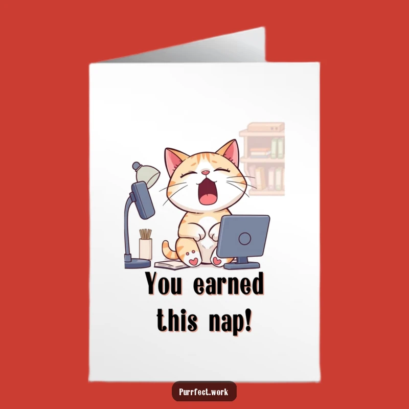 Free Printable Congrats Card: Sleepy Cat Woke Up For You, Downloadable Greeting, Funny DIY Gift