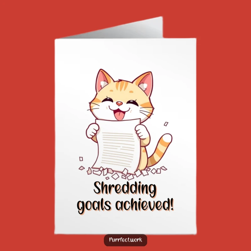 Free Printable Congrats Card: Cat Destroys Paperwork for a Humorous Downloadable Gift
