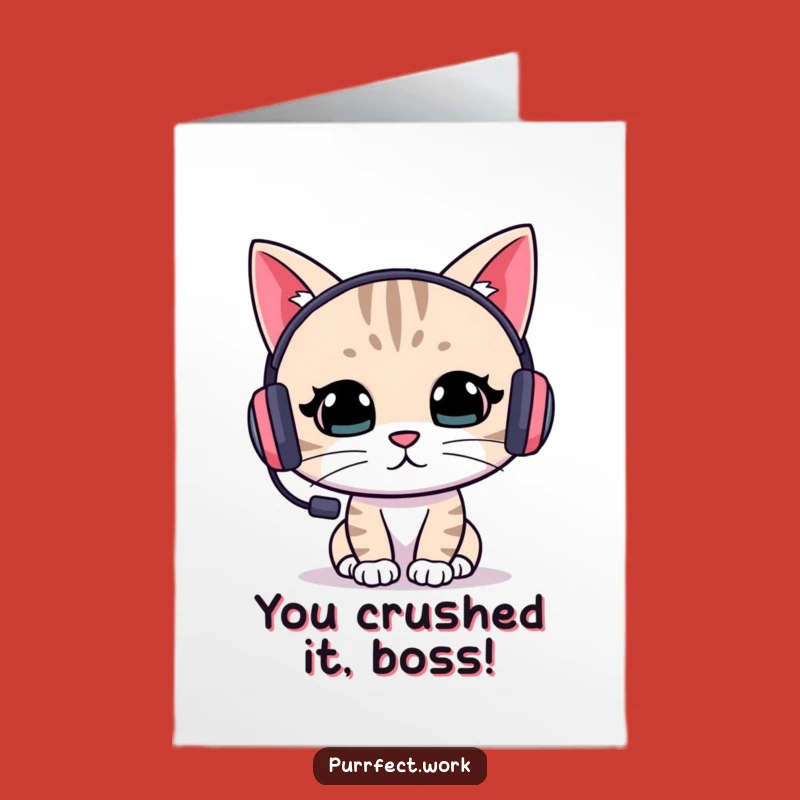 Free Printable Congrats Card: Focused Cat on Task for a Humorous Downloadable Gift