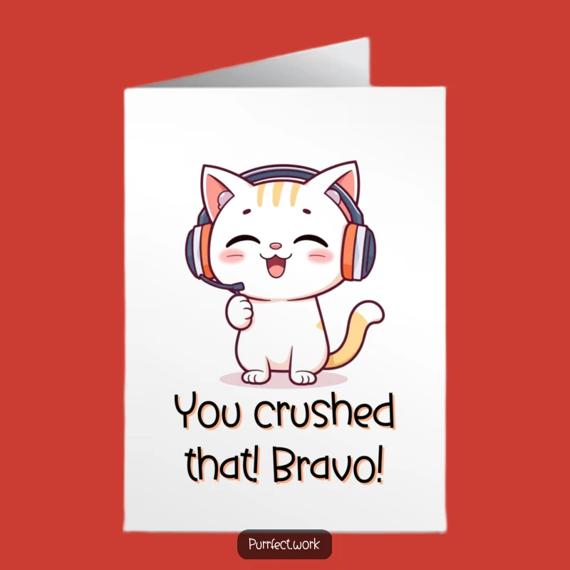 Free Printable Cat DJ Congrats Card - Funny Success Downloadable Gift