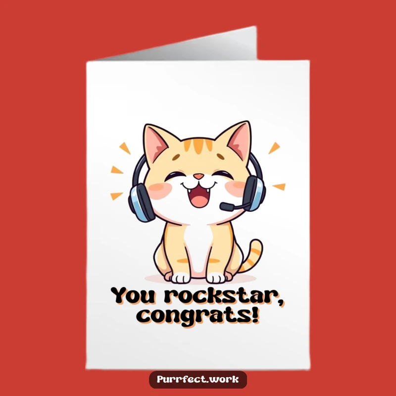 Free Printable Congrats Card: Enthusiastic Cat, Funny Downloadable for Big News