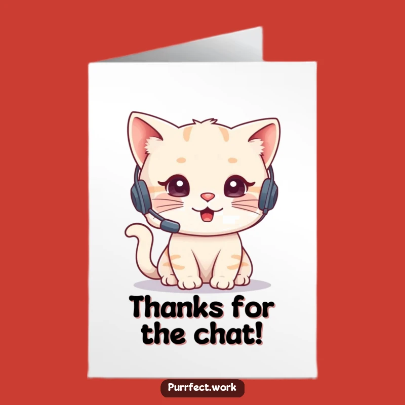 Free Printable Thank You Card: Cat on Phone Says Thanks
