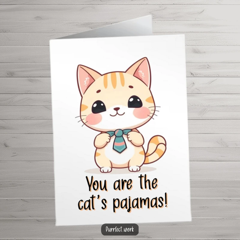 Funny Free Printable Thank You Card: A cheerful cat with a tie presents a thank you speech.