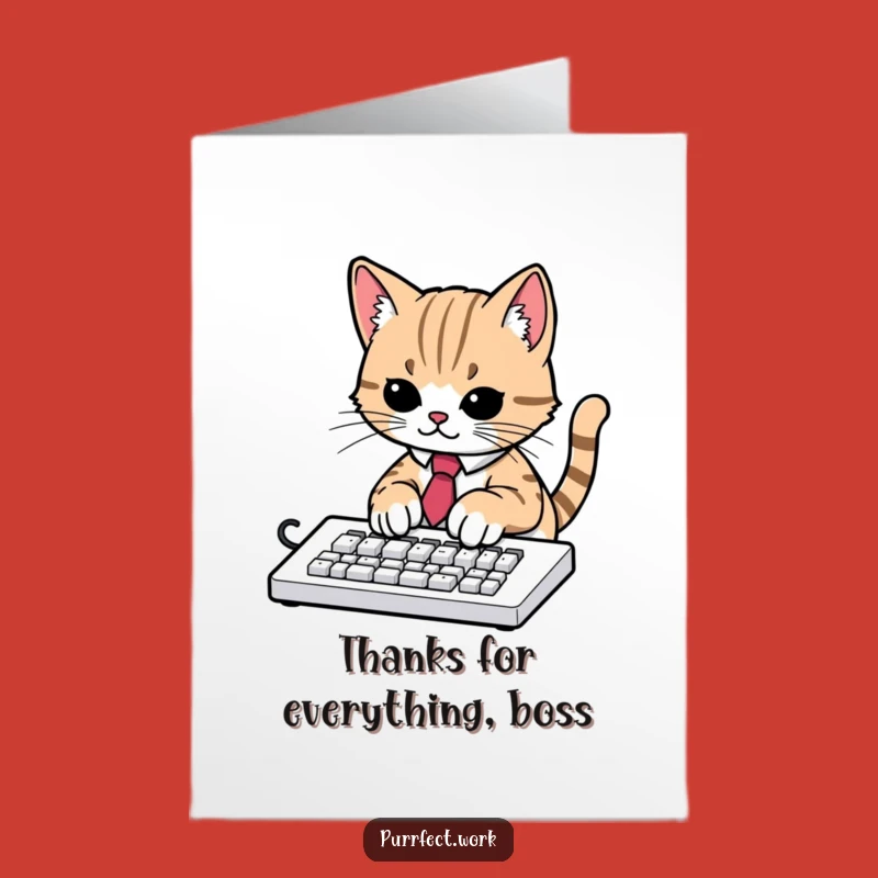 Free Printable Thank You Card: Funny Cat Typer Tie - Humorous Downloadable
