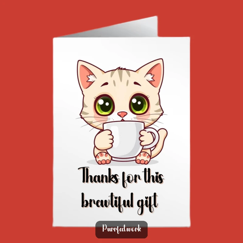Free Printable Thank You Card: Surprised Cat Coffee Thanks, Hilarious Gratitude Download