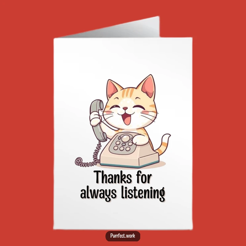 Free Printable Thank You Card: Ready Cat Phone - Humorous Downloadable