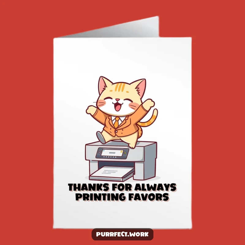 Free Printable Thank You Card: Dapper Cat Printer Leap, Hilarious Gratitude Download
