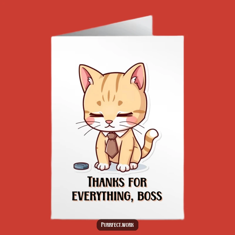 Free Printable Thank You Card: Diligent Cat Tie Funny Downloadable