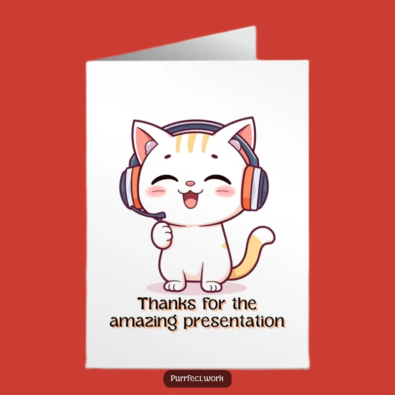Free Printable Cat DJ Thank You Card - Funny Music Appreciation Downloadable Gift