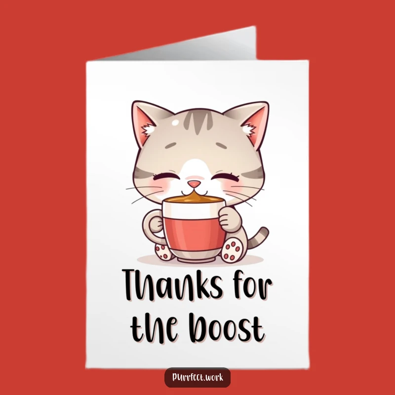 Free Printable Thank You Card: Adorable Cat Coffee Lover for a Funny Downloadable Gift