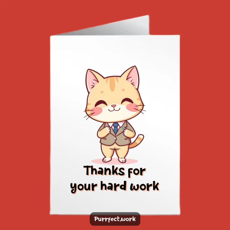 Free Printable Cat Thank You Card: Dapper Desk Cat Expresses Gratitude Downloadable Gift