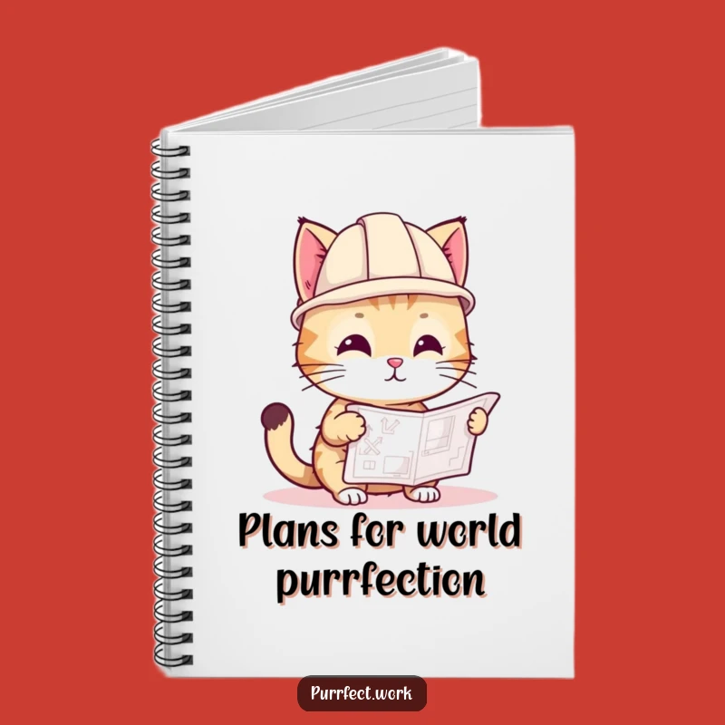 Funny Cat Hard Hat Notebook: Playful Builder Cat with Blueprint, Project Journal