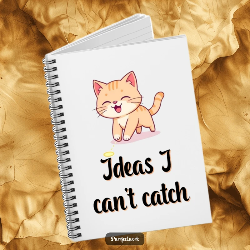 Funny Notebook featuring an energetic cat chasing a laser pointer dot, ideal for capturing ideas and plans.