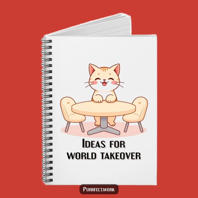 Funny Cat Meeting Notebook: Jot Down Ideas with Smiling Feline Boss in Tiny Office