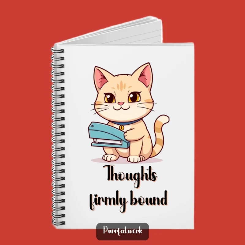 Funny Determined Cat Stapler Notebook - Hilarious Journal for the Ambitious and Organized