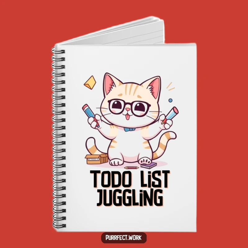 Funny Juggling Cat Notebook - Focused Feline Office Journal Gift