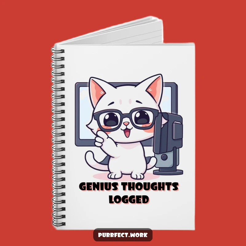 Funny Smart Cat Notebook - Enthusiastic Feline Tech Journal Gift