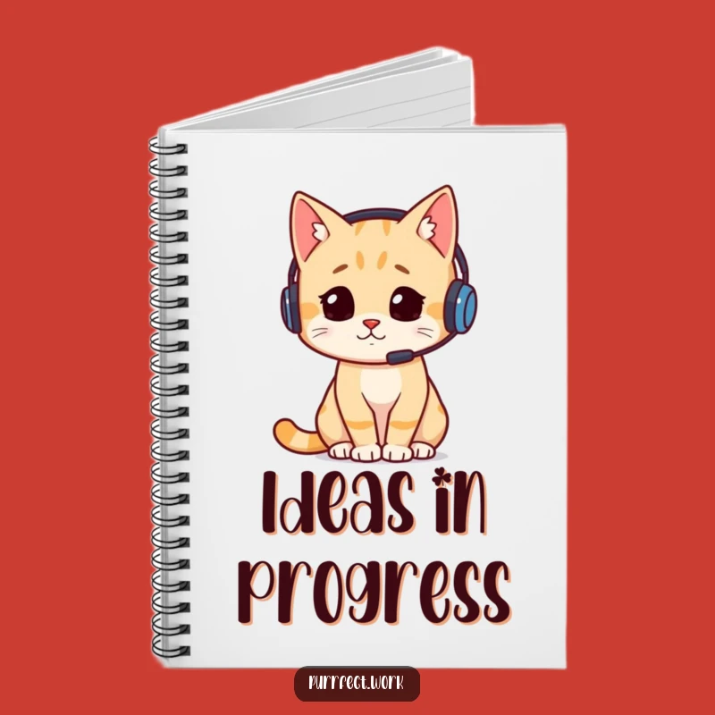 Funny Busy Cat Headset Notebook: Jot Down Ideas with Hilarious Feline Focus