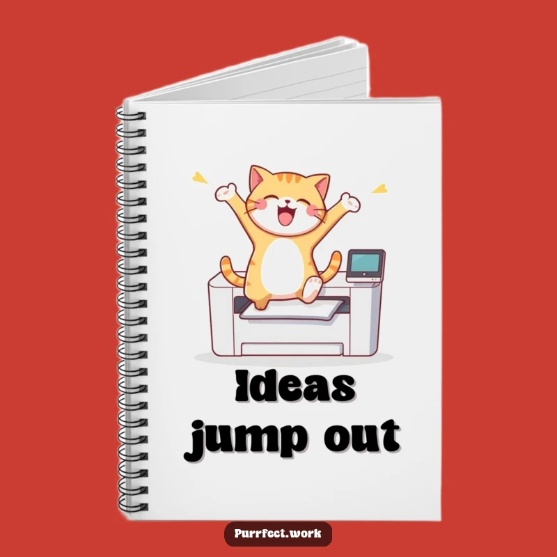 Funny Cat Printer Leap Notebook: Joyful Feline's Ideas, Hilarious Note-Taking Companion