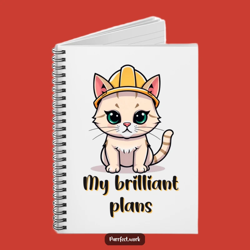 Funny Hard Hat Cat Notebook - Journal for Construction Kitty Ideas and Gifts