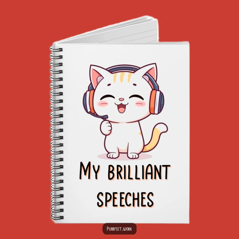 Funny Presentation Cat Notebook - Enthusiastic Speaker Feline Journal