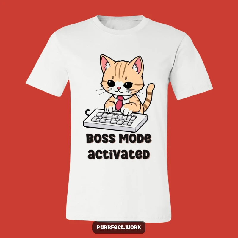 Funny Cat Tie Typing T-Shirt: Hilarious Office Humor Apparel for Cat Lovers