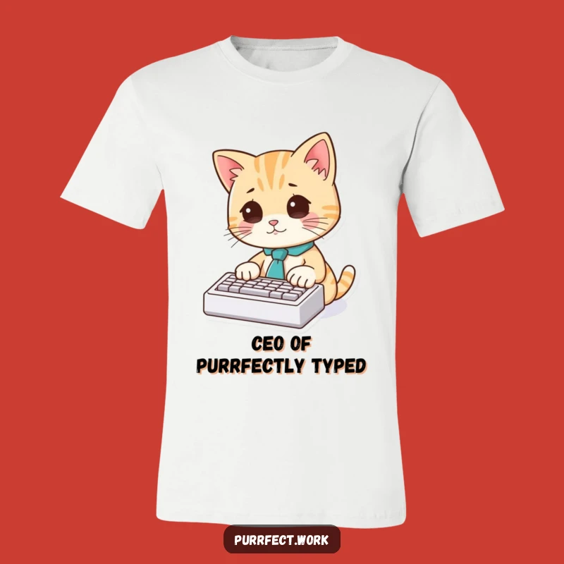 Funny Cat Typist T-Shirt: Cute Feline Office Worker Tee, Perfect Funny Gift!
