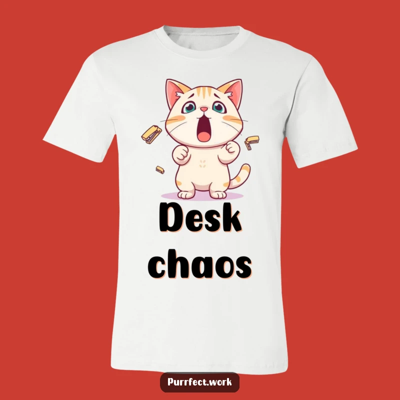 Funny Stapler Cat T-Shirt: Surprised Juggler, Comfy Gift for Office Nerds
