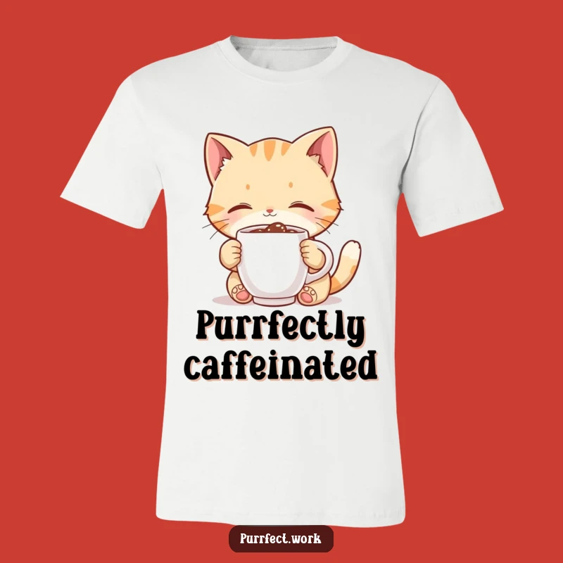 Funny Cat Coffee Shirt: Cute Feline Sipping Tiny Mug, Hilarious Tee Gift