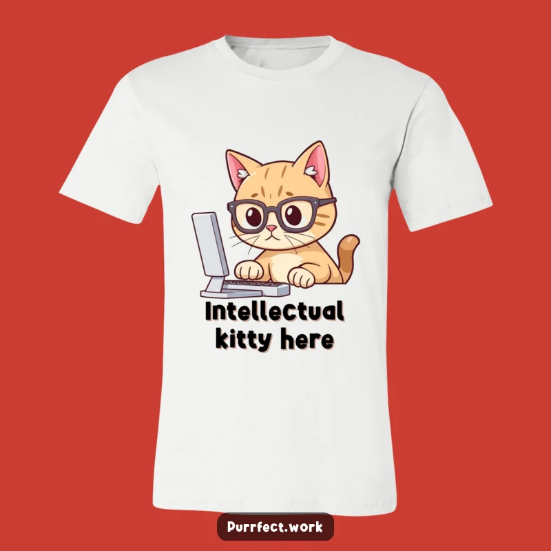 Funny Cat Glasses T-Shirt: Intellectual Humor Apparel for the Discerning Cat Lover