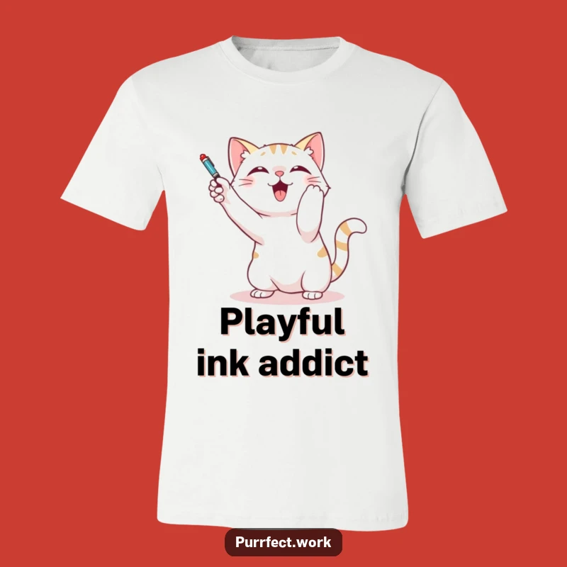 Funny Cat Pen Batting T-Shirt - Hilarious Playful Feline Tee for Fun Lovers