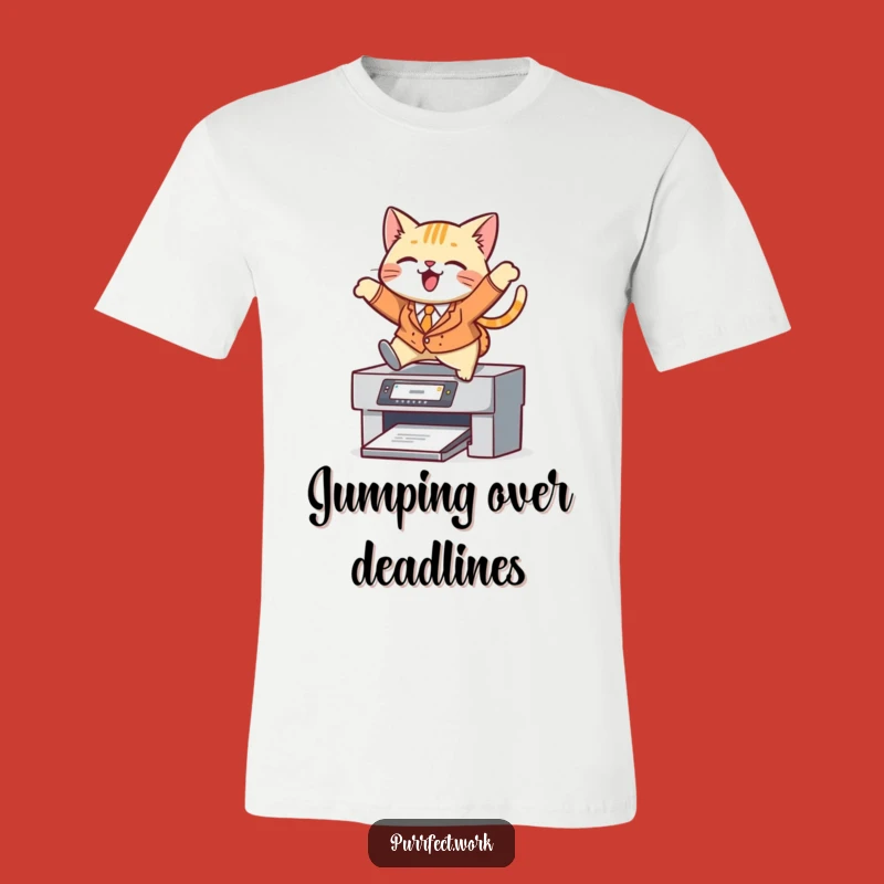 Funny Cat Suit Printer T-Shirt: Hilarious Professional Tee for Office Fun