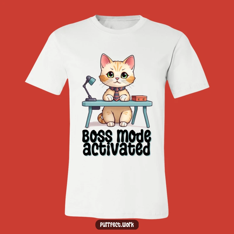 Funny Cat Tie Desk T-Shirt - Hilarious Professional Feline Fashion for Work Fun