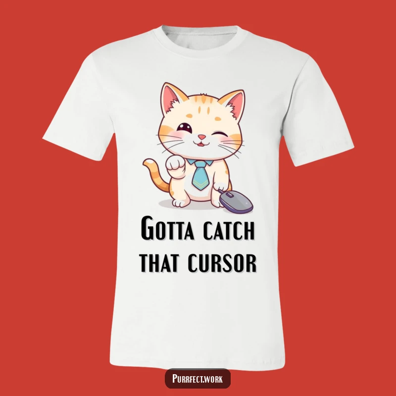 Funny Cat Tie Cursor T-Shirt: Hilarious Tech Tee for Office and Casual Wear