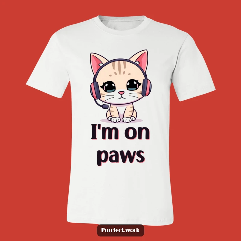 Funny Cat Headset T-Shirt: Stay Focused & Stylish - Hilarious Gift for Gamers!