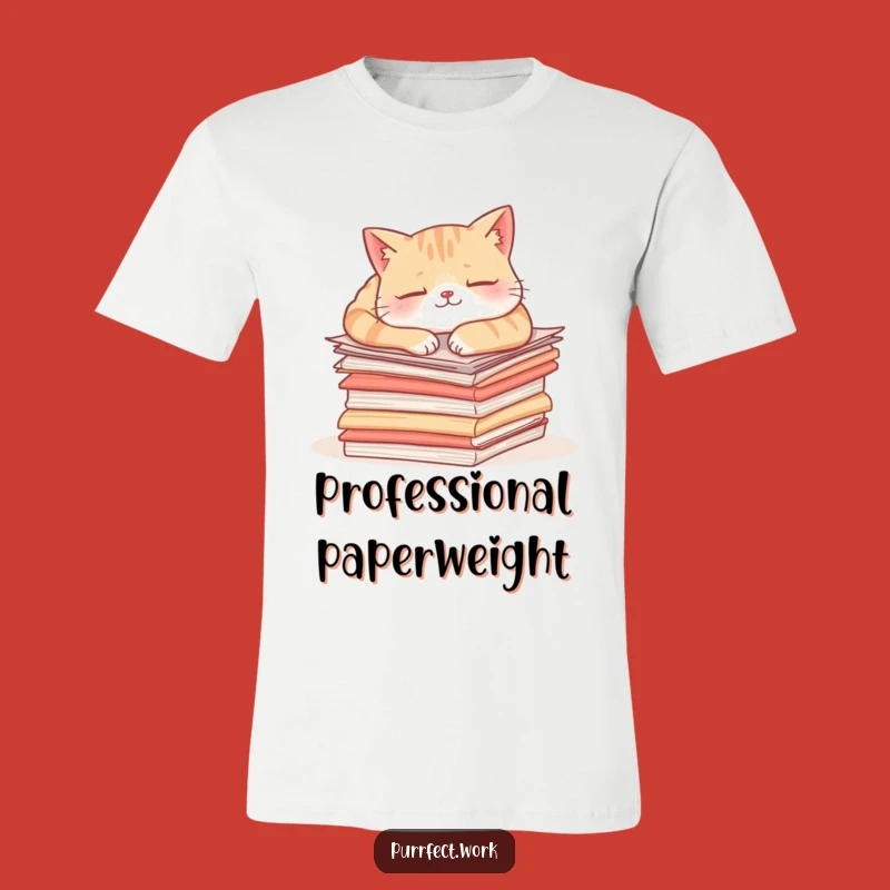 Funny Content Cat T-Shirt: Hilarious Apparel for Paper-Pushing Pals
