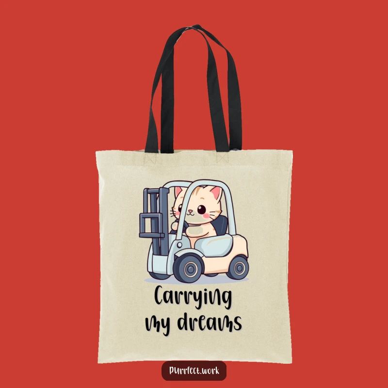 Funny Cat Forklift Tote Bag: Carry Your Laughs with This Cute Truck Accessory