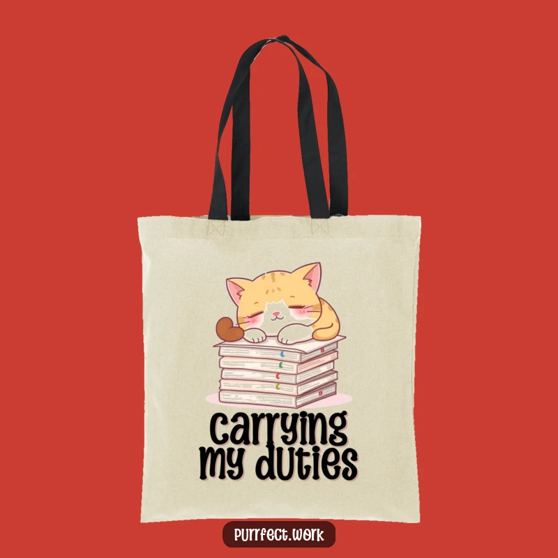 Funny Cat Document Tote Bag - Hilarious Kitty Paper Guardian Accessory