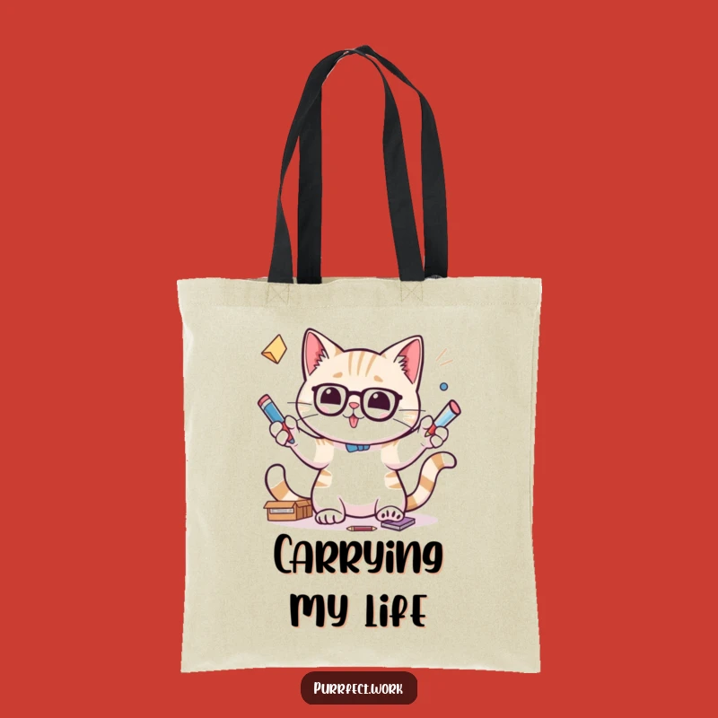 Funny Juggling Cat Tote Bag - Focused Feline Carryall Gift