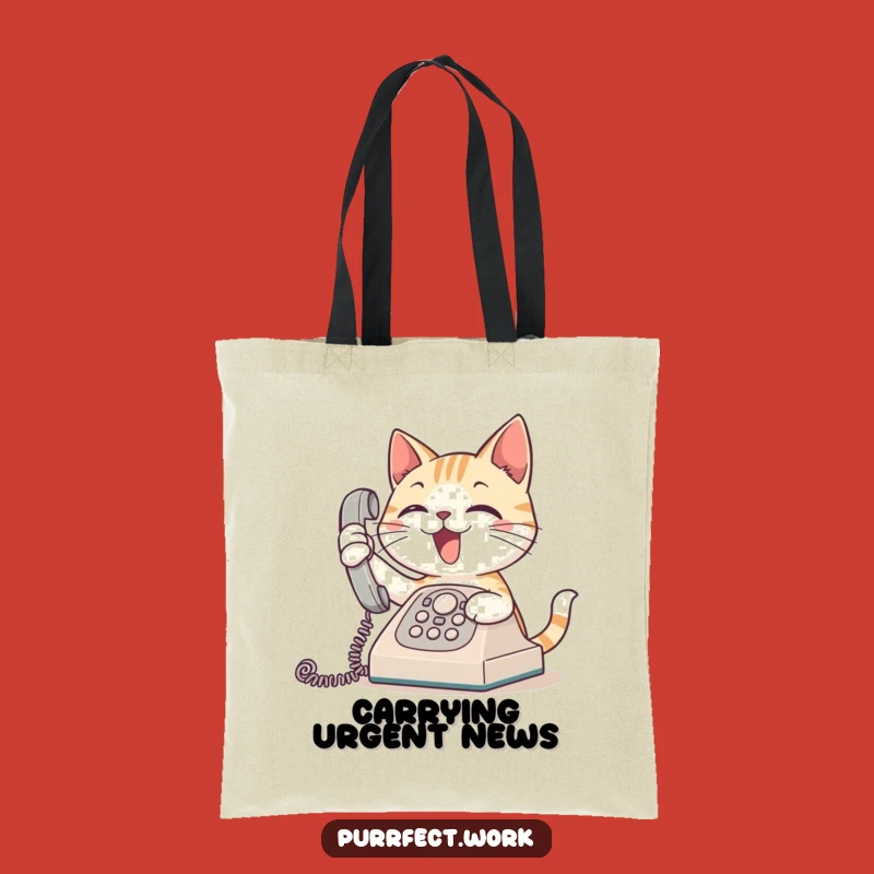 Funny Busy Cat Tote Bag: Carry Your Communications with Feline Flair