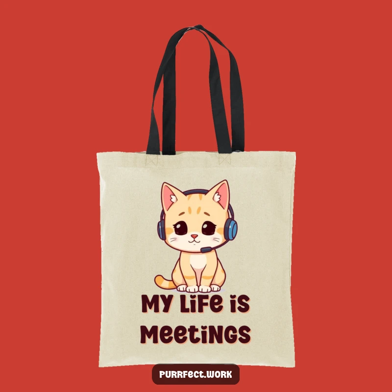 Funny Busy Cat Headset Tote Bag: Carry Your Essentials with Hilarious Style