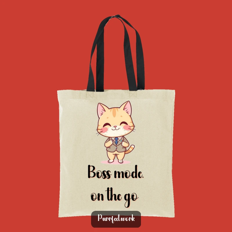 Funny Cat Boss Tote Bag: Dapper Feline in Suit, Carry Your Authority