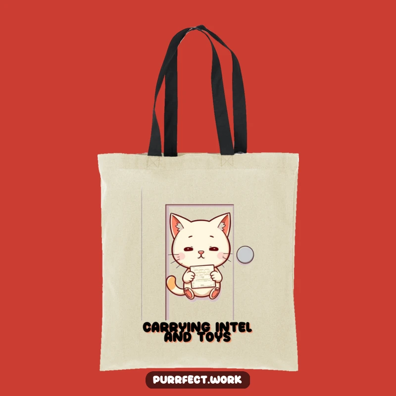 Funny Cat Memo Tote Bag: Mischievous Cat Slipping Note, Secret Keeper
