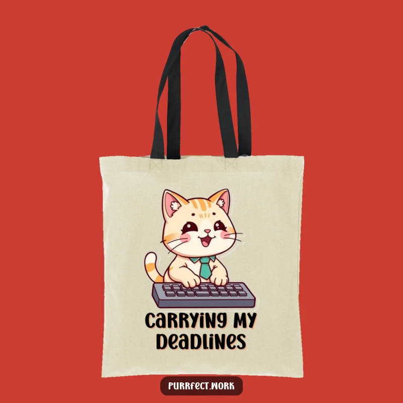 Funny Cat Office Tote Bag - Busy Feline Professional Carryall Gift