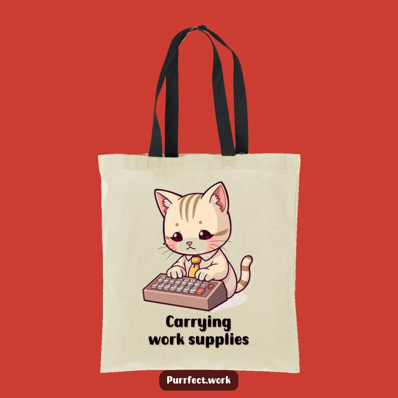 Funny Cat Tote Bag: Tiny Tie Business Cat, Hilarious Carry-All Gift