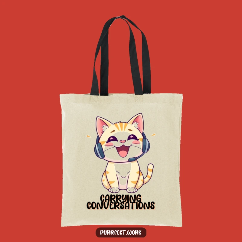 Funny Cheerful Cat Tote Bag: Carry Your Conversations in Style