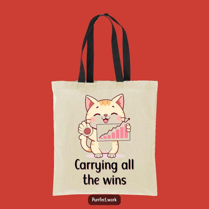 Funny Proud Cat Tote Bag: Graph Presenter Design, Hilarious Bag for Winners